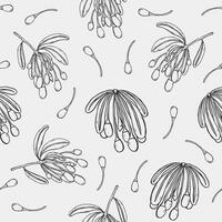 Seamless pattern with goji berries. Contour hand drawn background with branches. vector