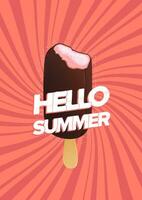 Vertical poster with ice cream and hello summer inscription vector