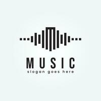 letter M Music logo design collection with gradient style vector