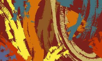 Abstract grunge-style background. Vector background of red, orange, blue and yellow colors with abstract grunge texture. Abstract dry brush strokes