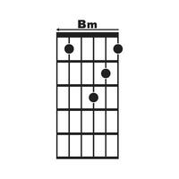 Bm guitar chord icon vector