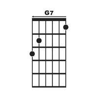 g7 guitarra acorde icono vector