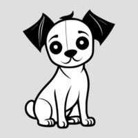 Cute dog vector black and white cartoon character design collection. White background. Pets, Animals.