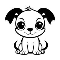 Cute dog vector black and white cartoon character design collection. White background. Pets, Animals.