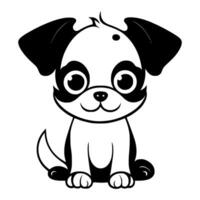 Cute dog vector black and white cartoon character design collection. White background. Pets, Animals.