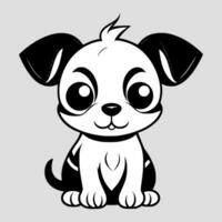 Cute dog vector black and white cartoon character design collection. White background. Pets, Animals.