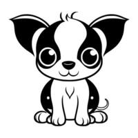 Cute dog vector black and white cartoon character design collection. White background. Pets, Animals.