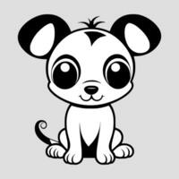 Cute dog vector black and white cartoon character design collection. White background. Pets, Animals.