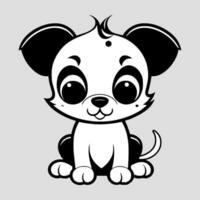 Cute dog vector black and white cartoon character design collection. White background. Pets, Animals.