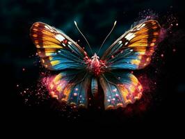 AI generated Beautiful Butterfly with Glowing Effect on Dark Background. Generative AI photo