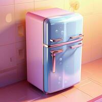 AI generated Cute Futuristic and Minimalist 3D Fridge Illustration. Generative AI photo