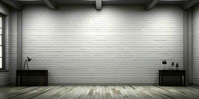 AI generated White Brick Wall Texture Background. Room Interior with White Brick Wall. Generative AI photo