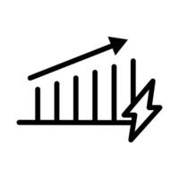 Vector line icon electricity consumption efficiency chart isolated on white background