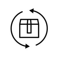 vector línea icono regreso entrega caja. logístico camión y mercancías negocio exportar envío. apoyo cliente enviando y cargando flecha producto