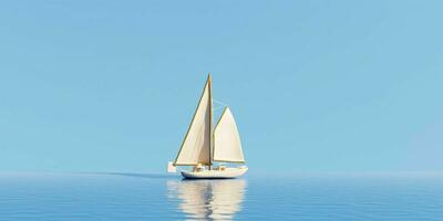 AI generated Sailboat on Blue Sea and Blue Sky View. Generative AI photo