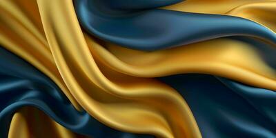 AI generated Luxurious Blue and Gold Silk Fabric Background. Generative AI photo