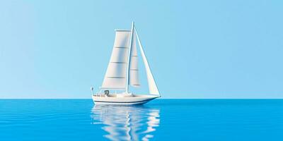 AI generated Sailboat on Blue Sea and Blue Sky View. Generative AI photo