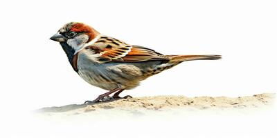 AI generated A Sparrow Perched Isolated on White Background. Generative AI photo