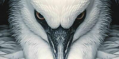 AI generated Close Up of A White Swan with Beautiful Eyes. Generative AI photo