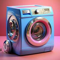 AI generated Cute Futuristic and Minimalist Washing Machine Illustration. Generative AI photo