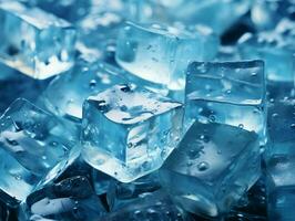 AI generated Blue Ice Cube Background. Fresh Ice Cube Texture. Generative AI photo