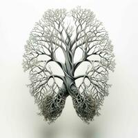 AI generated Human Lung Illustration with Tree Branch and Root Concept. Generative AI photo