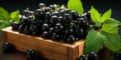 AI generated Fresh Black Currant Fruit. Generative AI photo