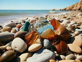 AI generated Shiny Sea Glass on The Beach. Gemstone. Generative AI photo