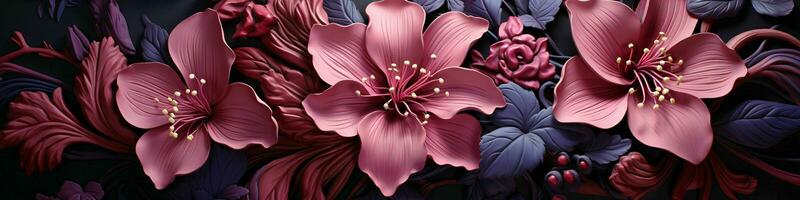 AI generated Beautiful 3D Flowers Illustration Background. Generative AI photo