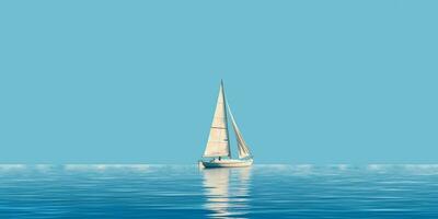 AI generated Sailboat on Blue Sea and Blue Sky View. Generative AI photo