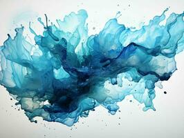 AI generated Blue Paint Splash on White Background. Paint Stain. Generative AI photo