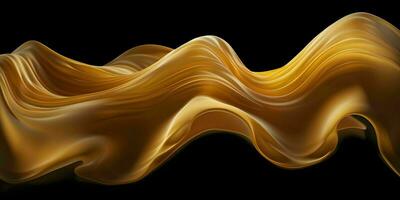 AI generated Luxurious Gold Silk Fabric Isolated on Black Background. Generative AI photo