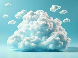 AI generated White Clouds Isolated on Blue Studio Background. Fluffy Cloud. Generative AI photo