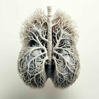 AI generated Human Lung Illustration with Tree Branch and Root Concept. Generative AI photo