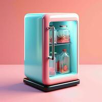 AI generated Cute Futuristic and Minimalist 3D Fridge Illustration. Generative AI photo