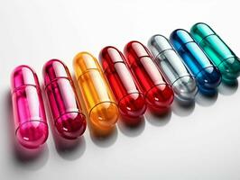 AI generated Colorful Pharmacy Capsules. Many Different Medications or Pills. Generative AI photo