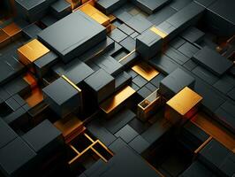 AI generated Elegant Black and Gold Geometric Background with Metal Effect. Futuristic Background. Generative Ai photo