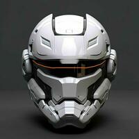 AI generated Modern and Futuristic War Helmet Isolated on Gray Background. Generative AI photo