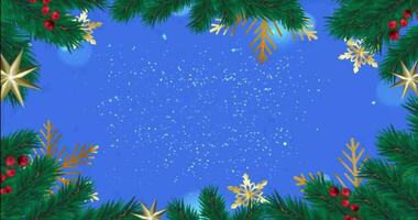 Christmas leafs animation frame background blue screen Video background