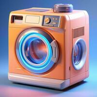 AI generated Cute Futuristic and Minimalist Washing Machine Illustration. Generative AI photo