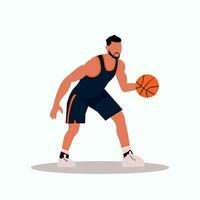 baloncesto jugador plano personaje ilustración vector