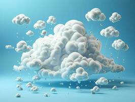 AI generated White Clouds Isolated on Blue Studio Background. Fluffy Cloud. Generative AI photo