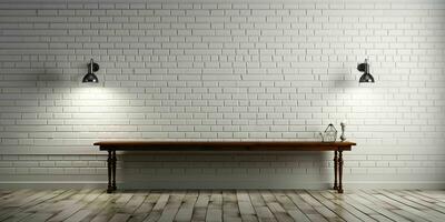 AI generated White Brick Wall Texture Background. Room Interior with White Brick Wall. Generative AI photo