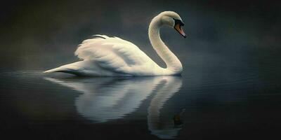 ai generado cerca arriba de un blanco cisne con hermosa ojos. generativo ai foto