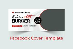 Professional facebook food cover template design and web food banner template design with creative, eye catching, professional and modern colorful layout vector