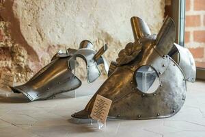 Mir, Belarus - 10.03.2023 - Various items on display of the museum of Mir castle complex. History photo