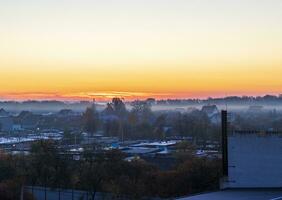 Shot of the street during sunrise hour. Urban photo