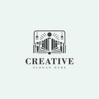 Bookstore logo design, monochrome, unique logo, simple, no gradient, black and white, negative space vector