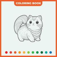 coloring book sketch design template, with a sketch of a cat, black outline vector