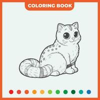 colorante libro bosquejo diseño plantilla, con un bosquejo de un gato, negro contorno vector